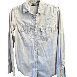 Planet Gold X-Small 100% Cotton Blue Long sleeve Button Down Blouse/ Top 56a